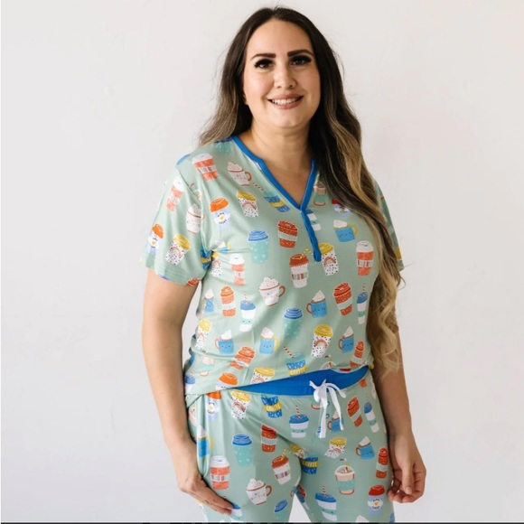 Little Sleepies Other - 🚩SOLD🚩New! Little Sleepies Aqua I Love You A Latte Bamboo Pajama Top - NWT